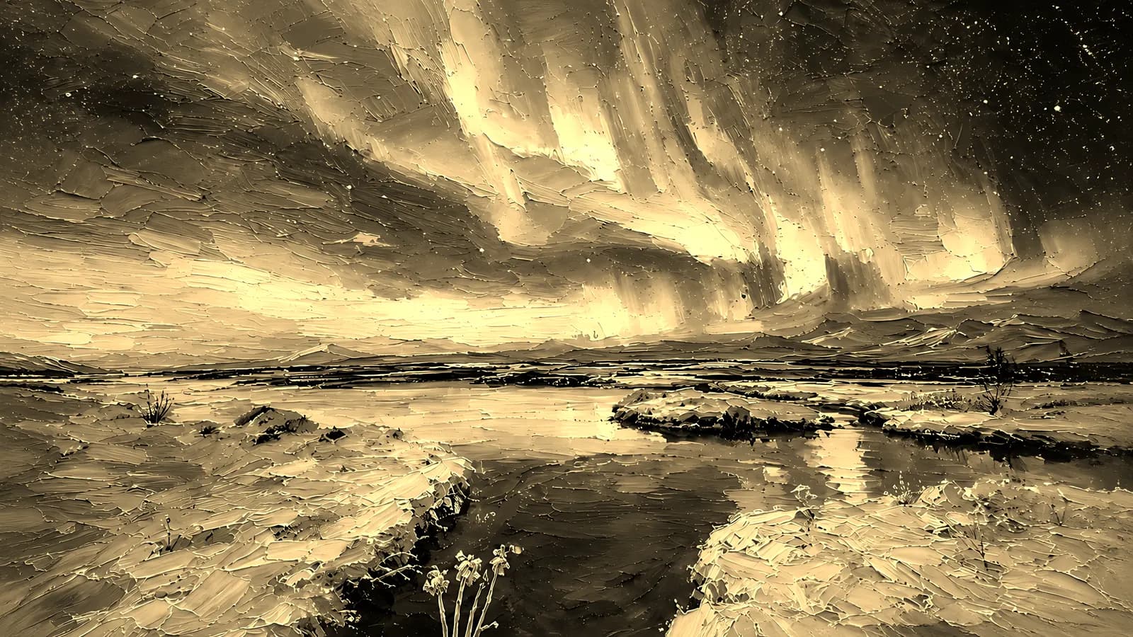 Aurora over a silent winter landscape, in the Golden Edition